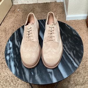 H London beige suede Oxfords mens shoes , size 10